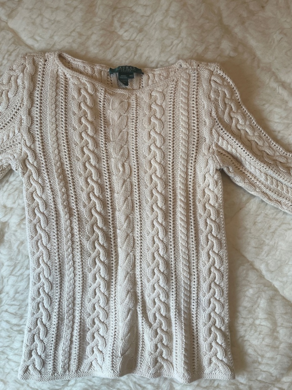 Ralph Lauren Cable Knit Crewneck Sweater - Cream